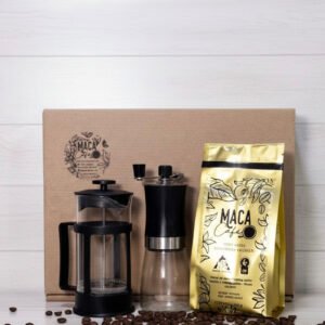 KIT 2: Prensa 350ml, Molino Manual y Café Maca de 250g